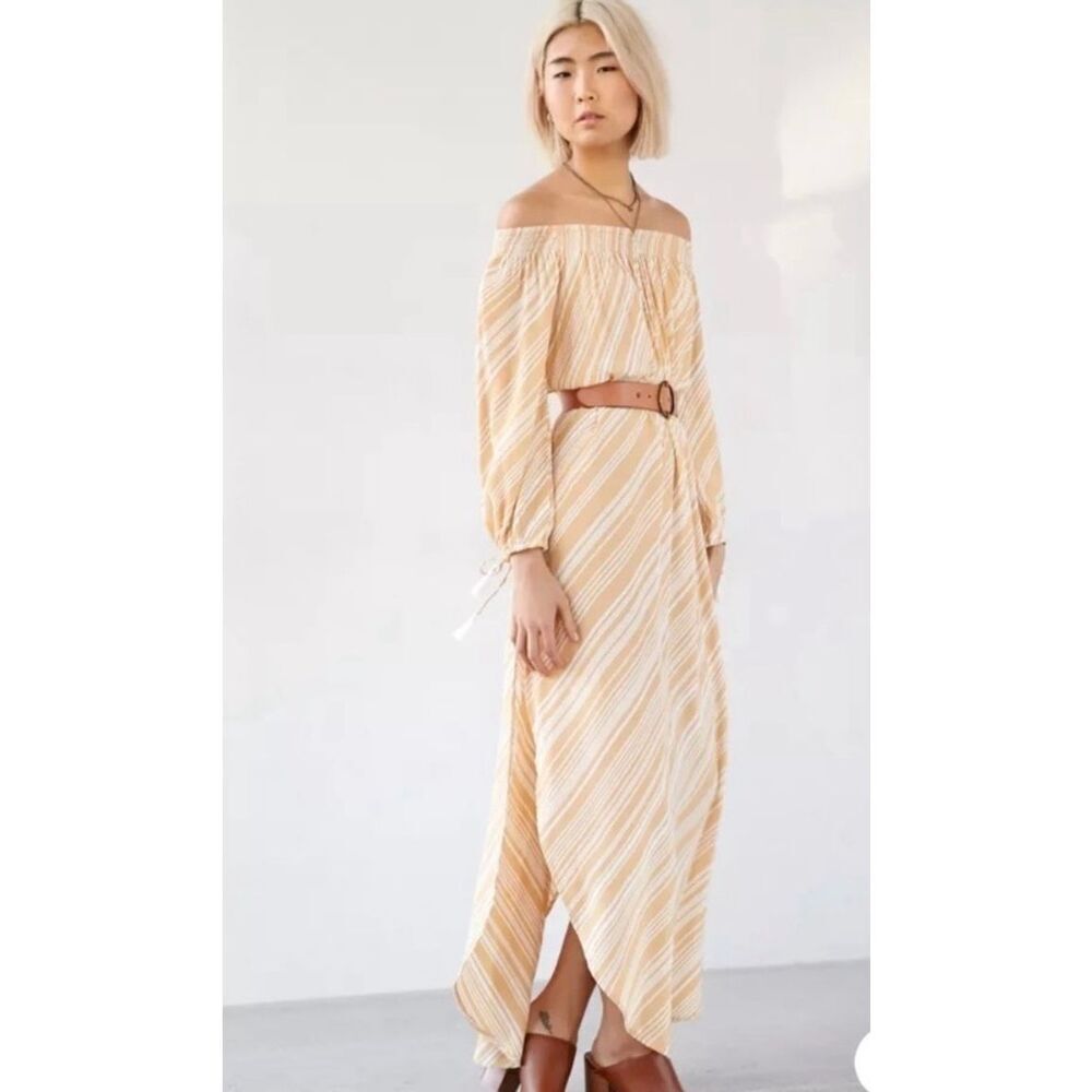 Faithfull the Brand Margot Dress Yellow and Cream Women’s Size XS Long Dress